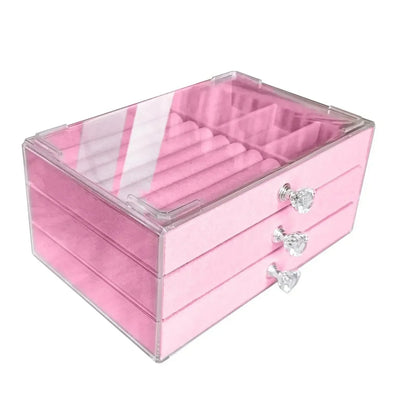 Acrylic Velvet 3-Drawer Jewelry Organizer